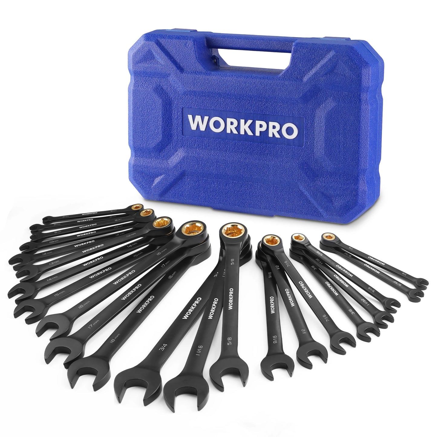 WORKPRO 22 Piece Ratcheting Wrench Set with Organizer Box