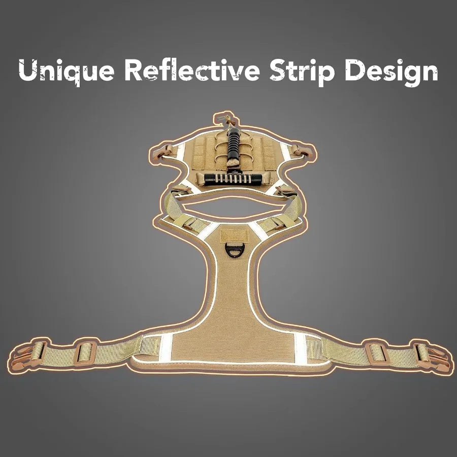 Hign-concerned Tactical Dog Harness No Pull With Handle 1050D Nylon Reflective Service Dog Harness