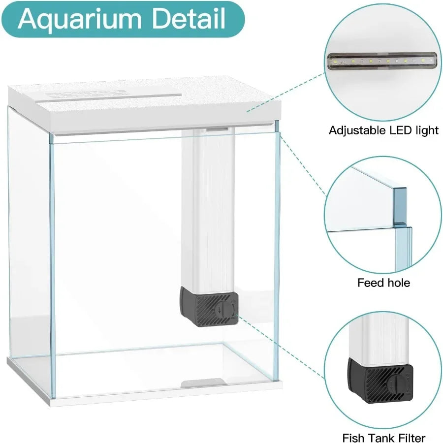 Hign-concerned UltraPremiumAllinOne Glass Betta Tank SelfCleaning System WithBuiltinHeater LEDLighting Kit