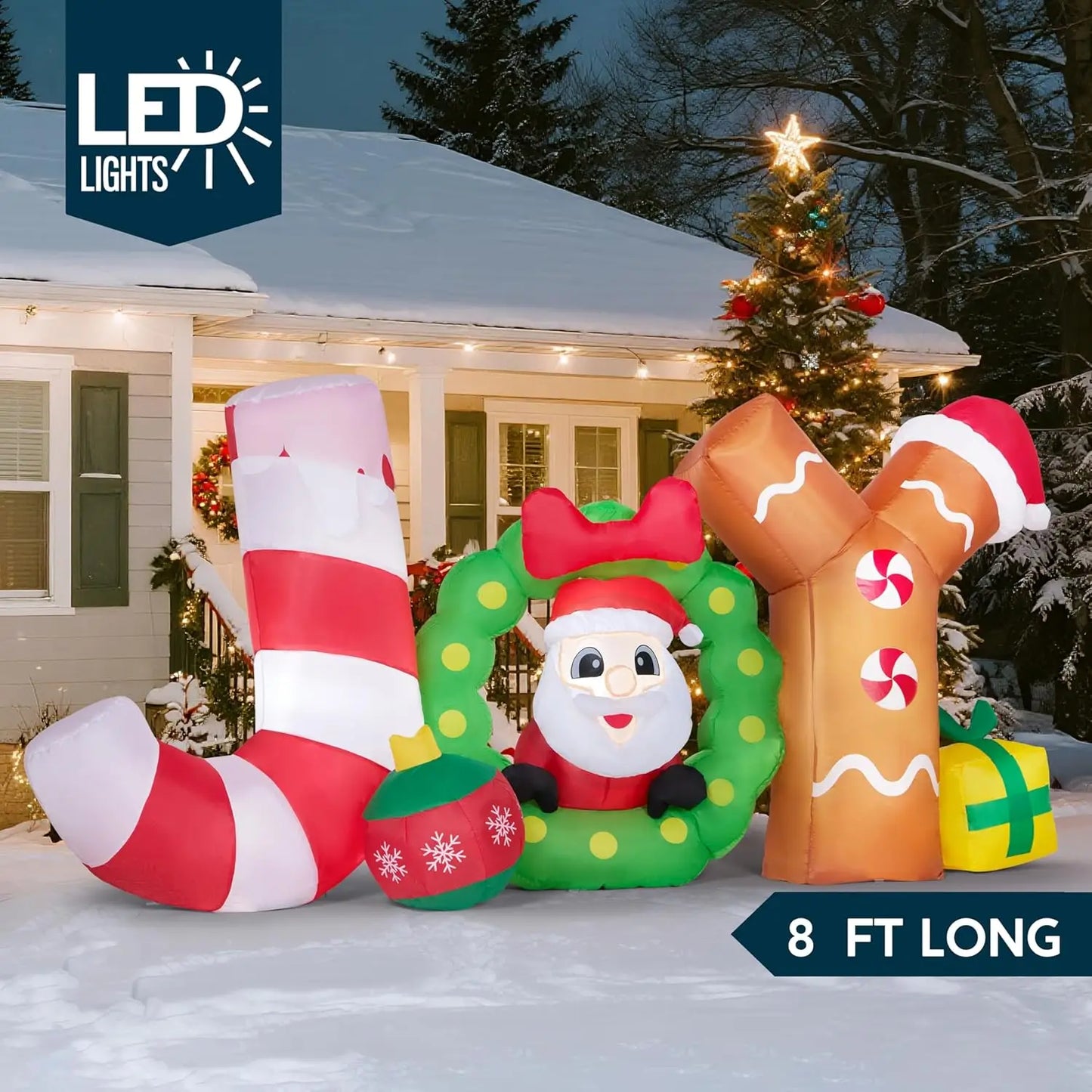 Joyfy Inflatable Santa Christmas Yard Decoration With LEDs