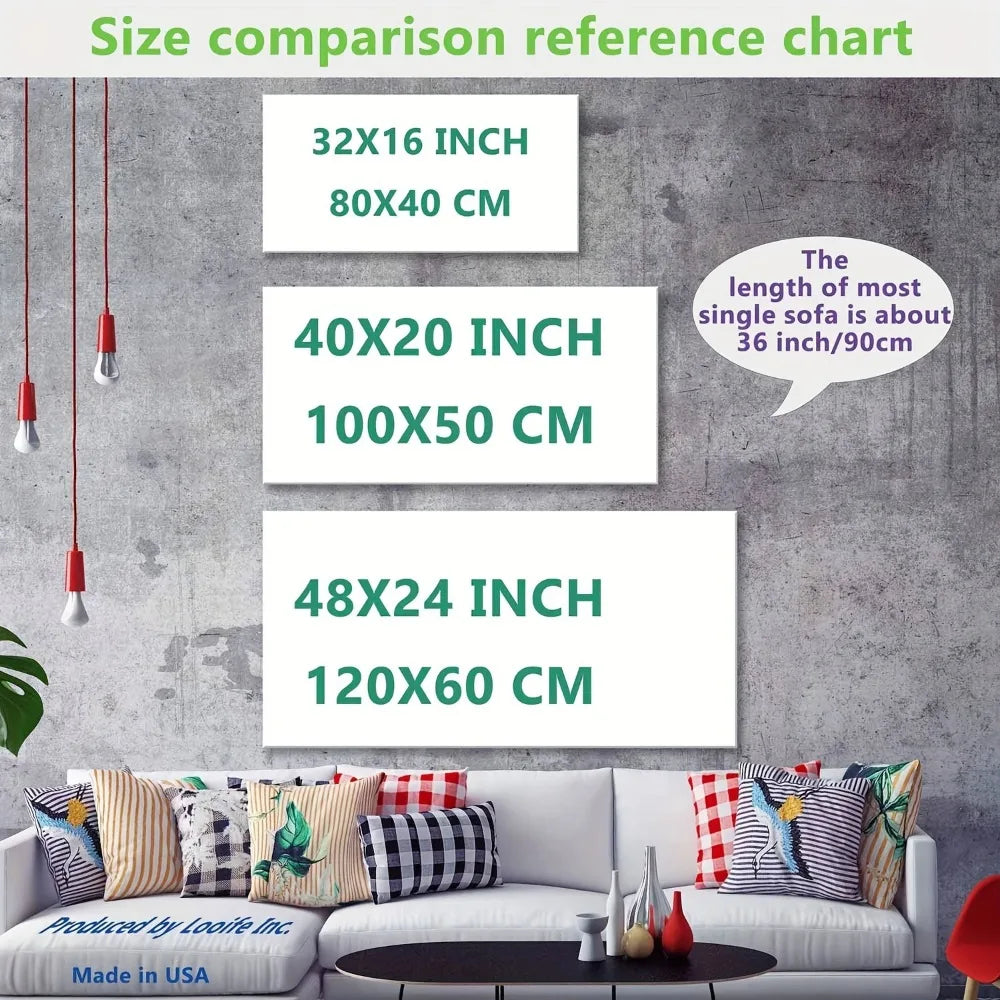 1.5 inch solid wood frame large canvas painting, home decor, Moon Fortune Deer tree canvas poster, interior decor