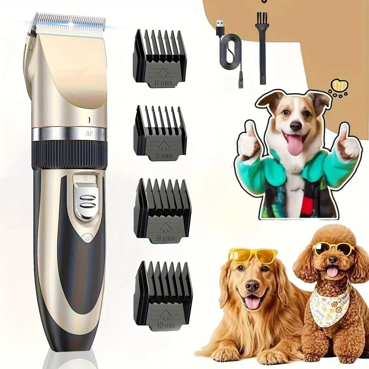 Hign-concerned Professional Wireless Pet Grooming Kit LowNoise TrimmerDevice System