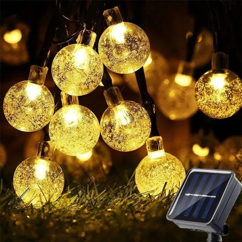 HOUHOM Solar Crystal Globe Fairy Lights Outdoor String