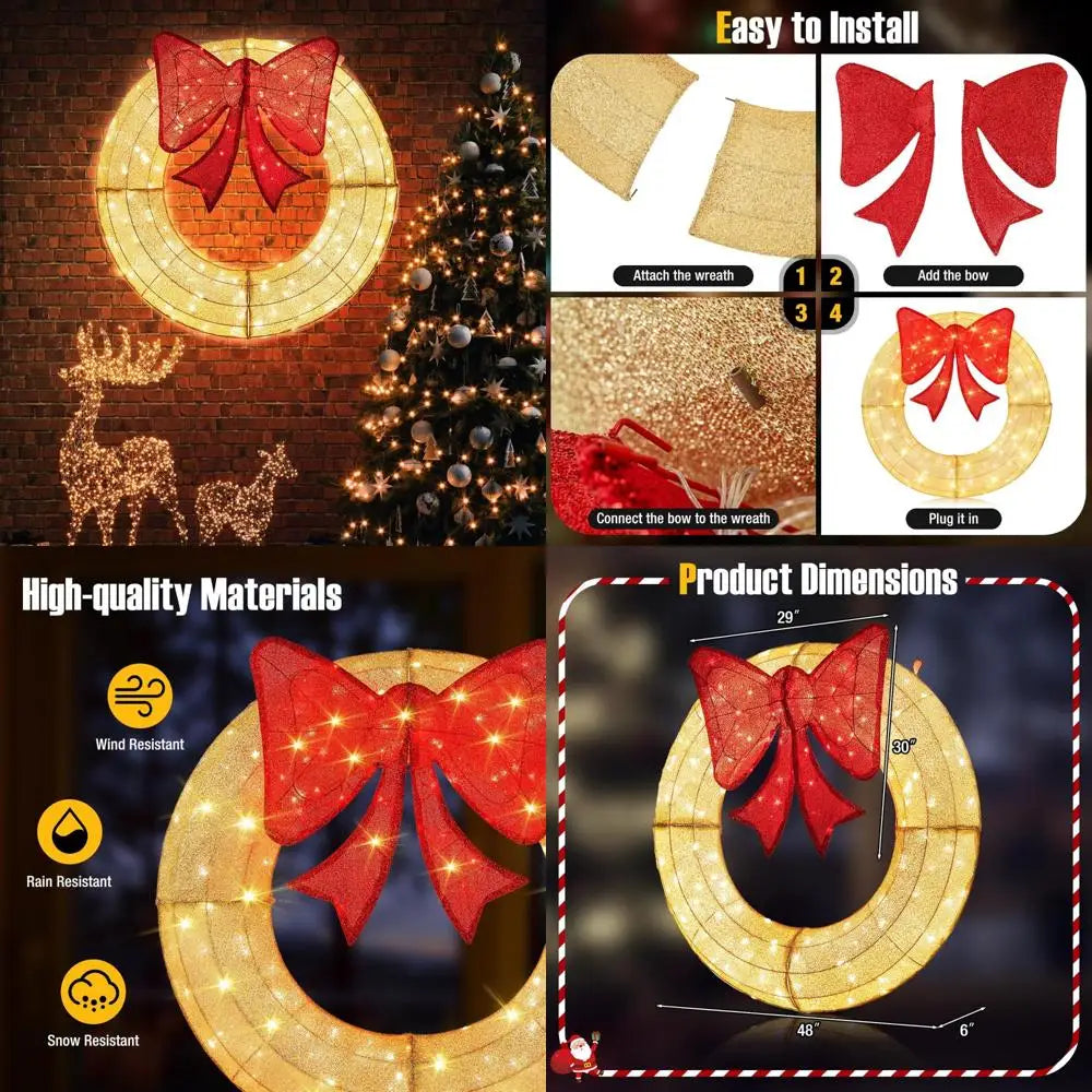 Abunda Prelit Christmas Wreath With 200 LEDs Hanging Hooks Indoor