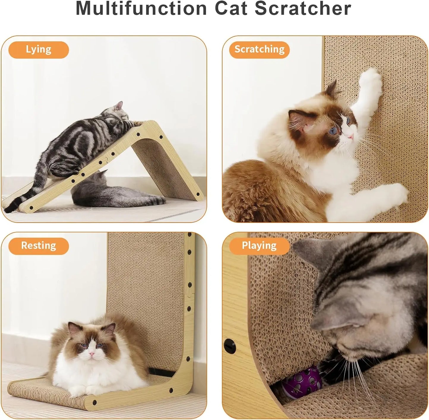 L Shape Cat Scratcher Pad For Indoor Cats Furniture Protector Cardboard Durable Safe Non Toxic