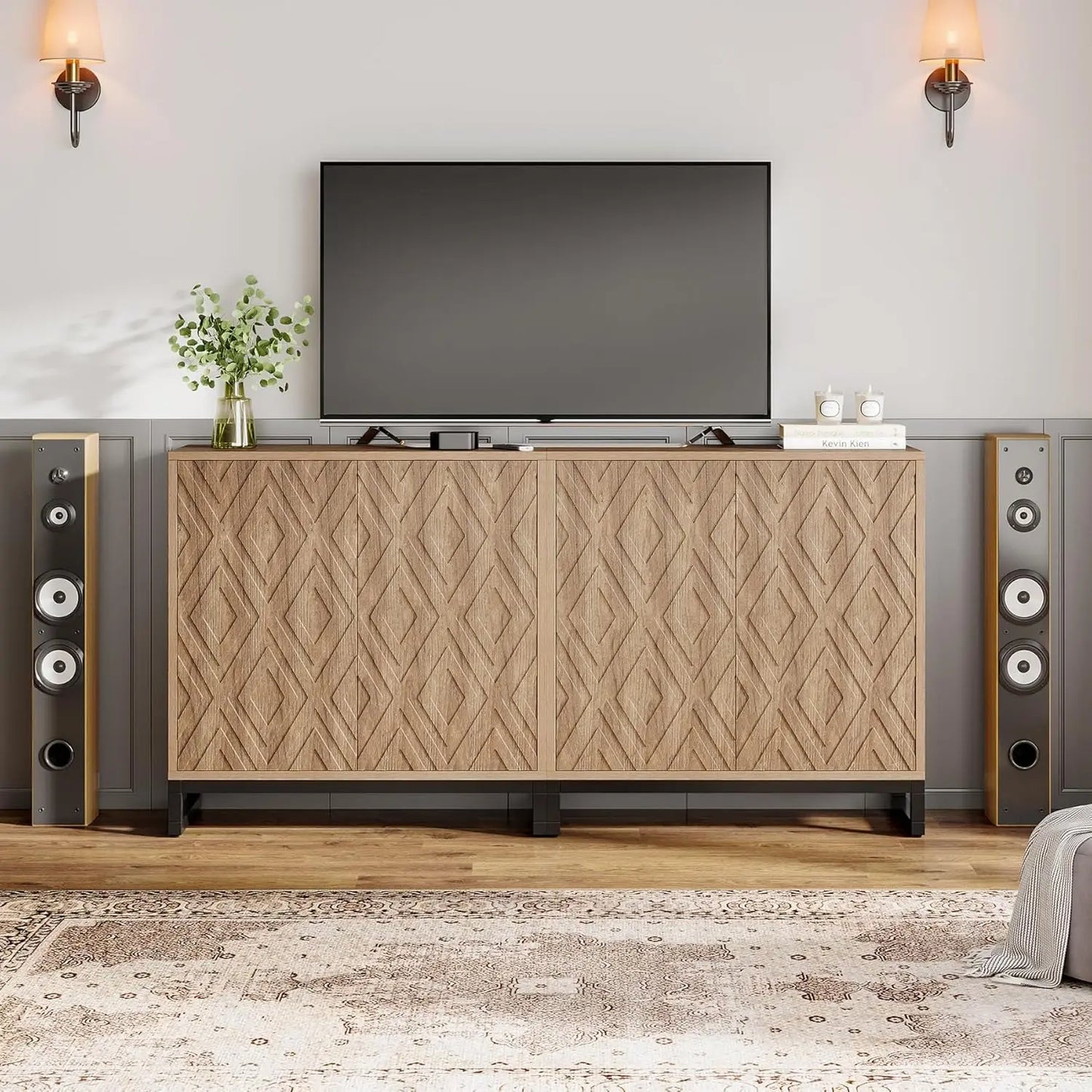 Little Tree Farmhouse Sideboard Buffet Cabinet for Dining Room