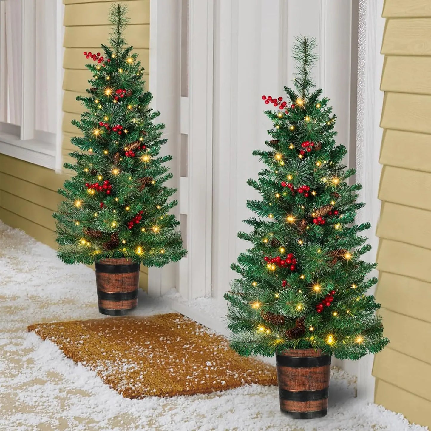 XMSJ Prelit Christmas Tree 2Pack Pinecone And Berries LEDs