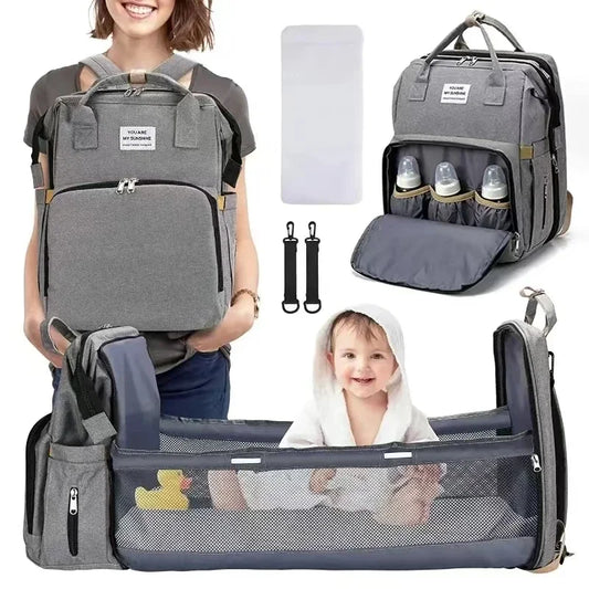 Foldable Diaper Bag With Changing Station Insulated Pocket Large Capacity Multifunctional Mommy Bag