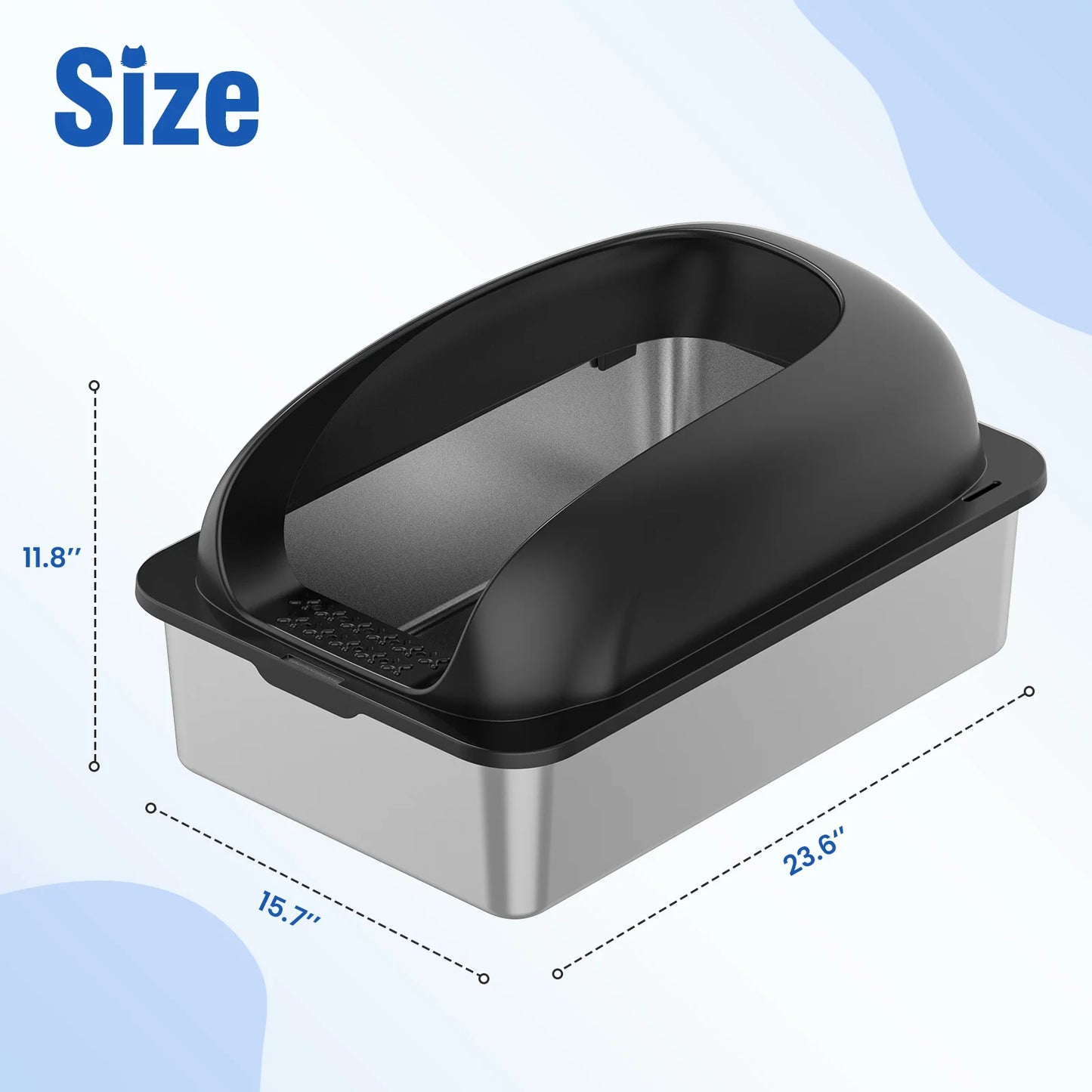 JHK StainlessSteelCatLitterBox WithLidOdorProof AntiSpillDesign BuiltInMatScoop ForCats