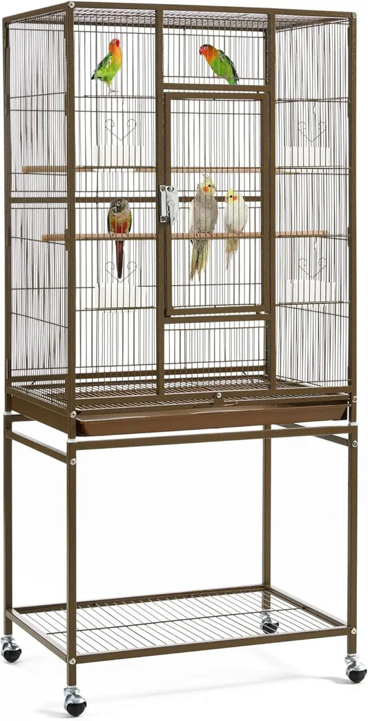 CommercialGradeAllMetal Iron Parrot Cage With Integrated Stand For Multiple Birds