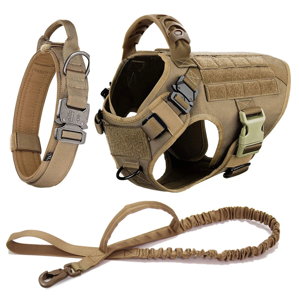 PETRAVELCN Tactical Military Dog Harness Vest Set for Training