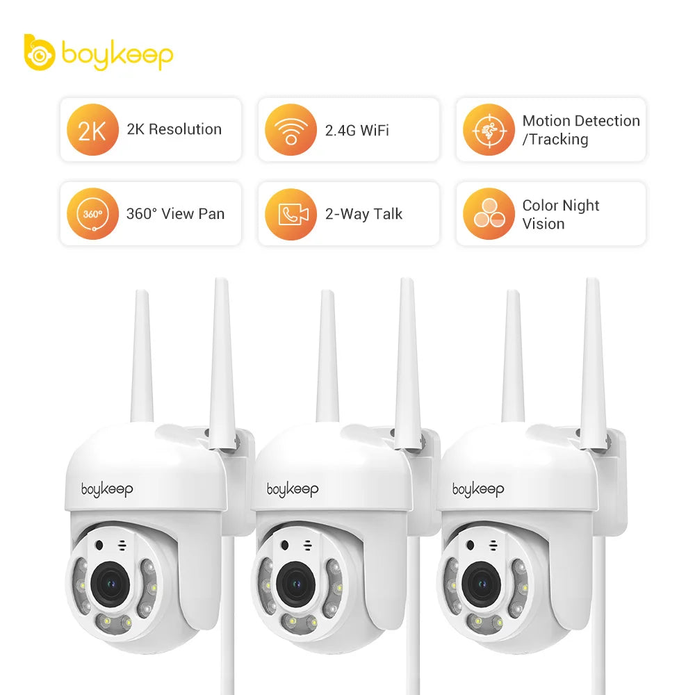 BoyKeep 3MP 2.4GHz WiFi Outdoor Home Security IP Smart Monitor Video Surveillance Camera Full Color Night Vision