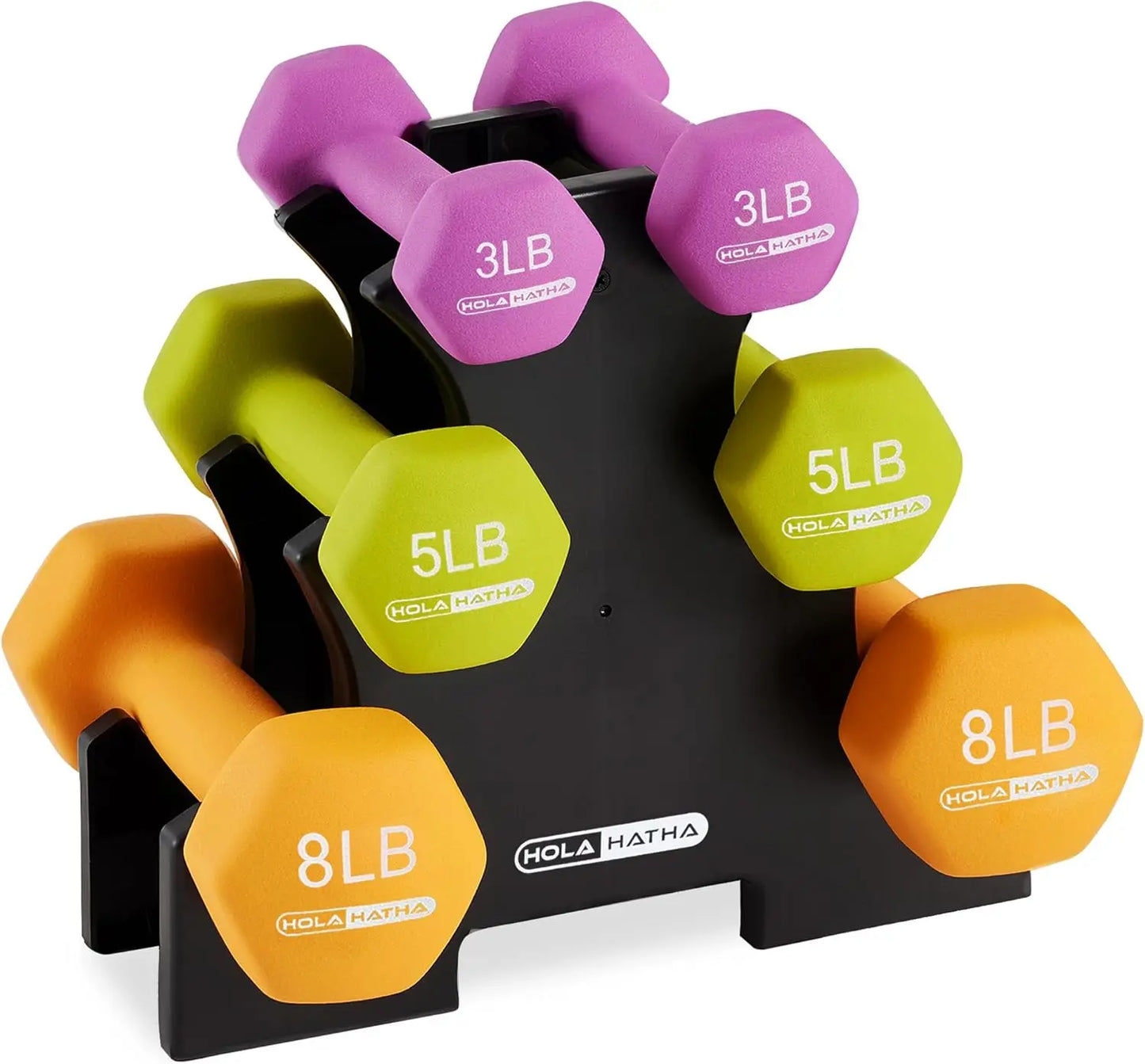 Neoprene Dumbbell Free Hand Weight Set with Rack