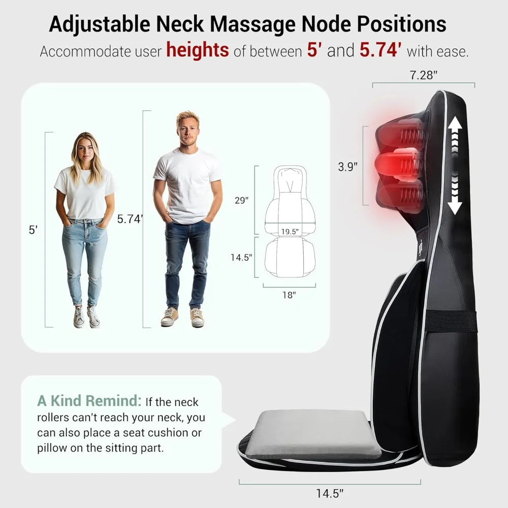 XMSJ Shiatsu Neck And Back Massager For Chair With Heat