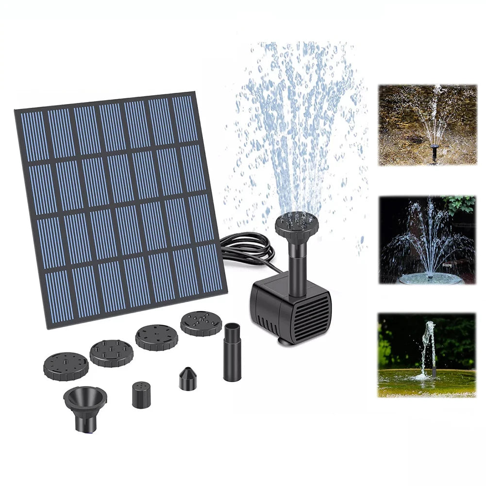 Solar Water Fountain Pump with Nozzles Solar Fountain Pond Pump Kit Solar Water Pump Kit for Garden Pool Pond Aquarium Fountain