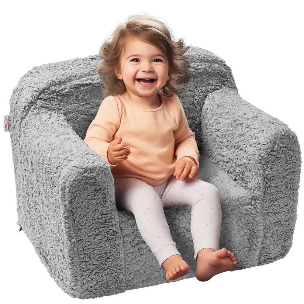Kids Armchair Sofa High Density 25D Sponge Sherpa Fabric Toddler Chair for bedroom Playroom