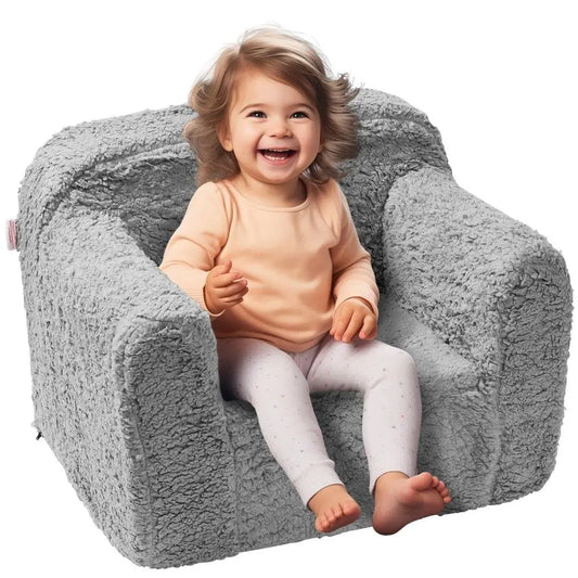 Kids Armchair Sofa High Density 25D Sponge Sherpa Fabric Toddler Chair for bedroom Playroom