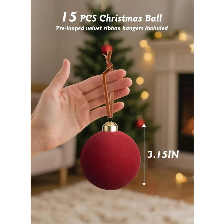 Brightown Velvet Christmas Balls Ornaments For Christmas Tree