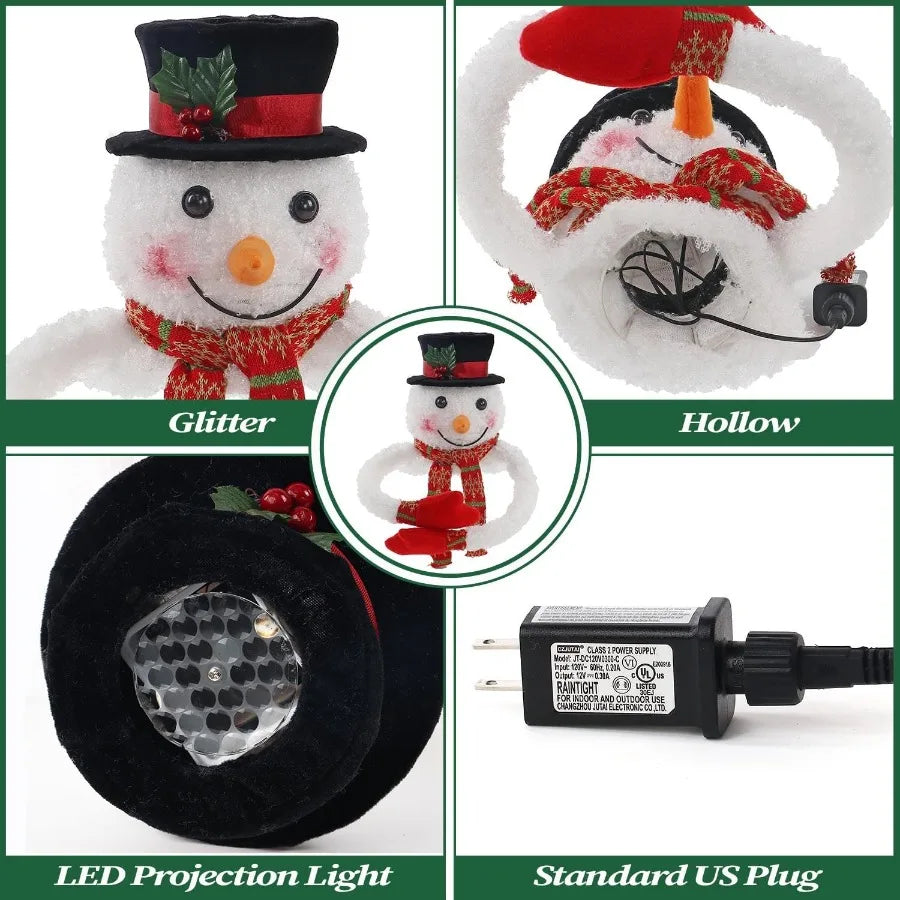 Christmas Snowman Tree Topper Projector Led Light Decor