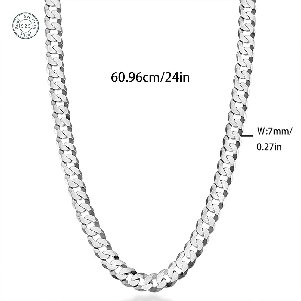 Certificate 925 Sterling Cuban Link Chain Necklace Men