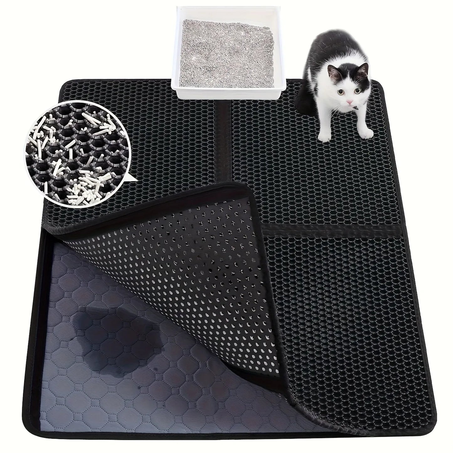 Hign-concerned Feline LitterBox Mat Double Layer Waterproof Urine Proof Trapping
