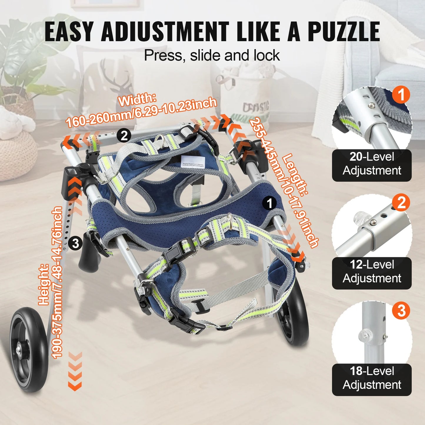 Hign-concerned SucceBuy HeavyDuty Dog Wheelchair For Back Legs Mobility SupportSystem