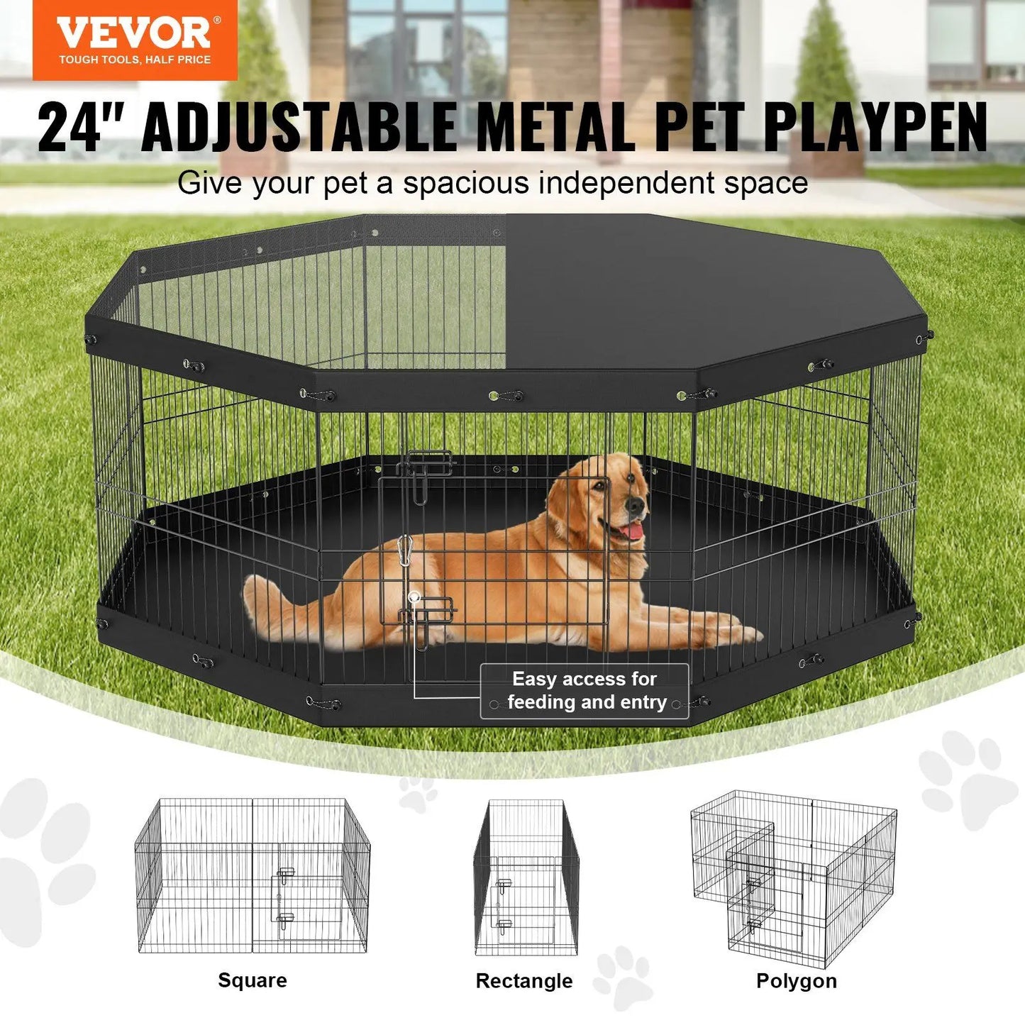Hign-concerned Dog Playpen 8 Panels Foldable Exercise Pen