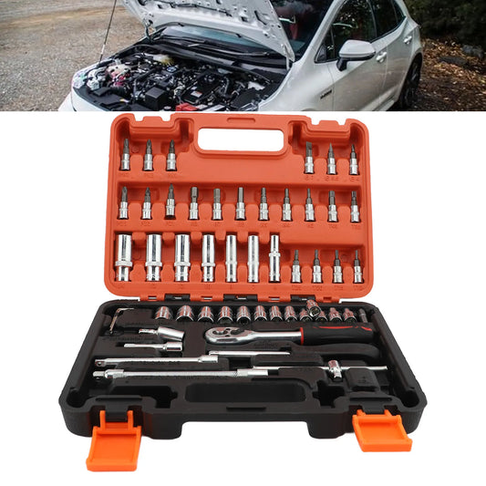 Fdit 53Pcs Automotive Socket Wrench Set High Hardness Steel