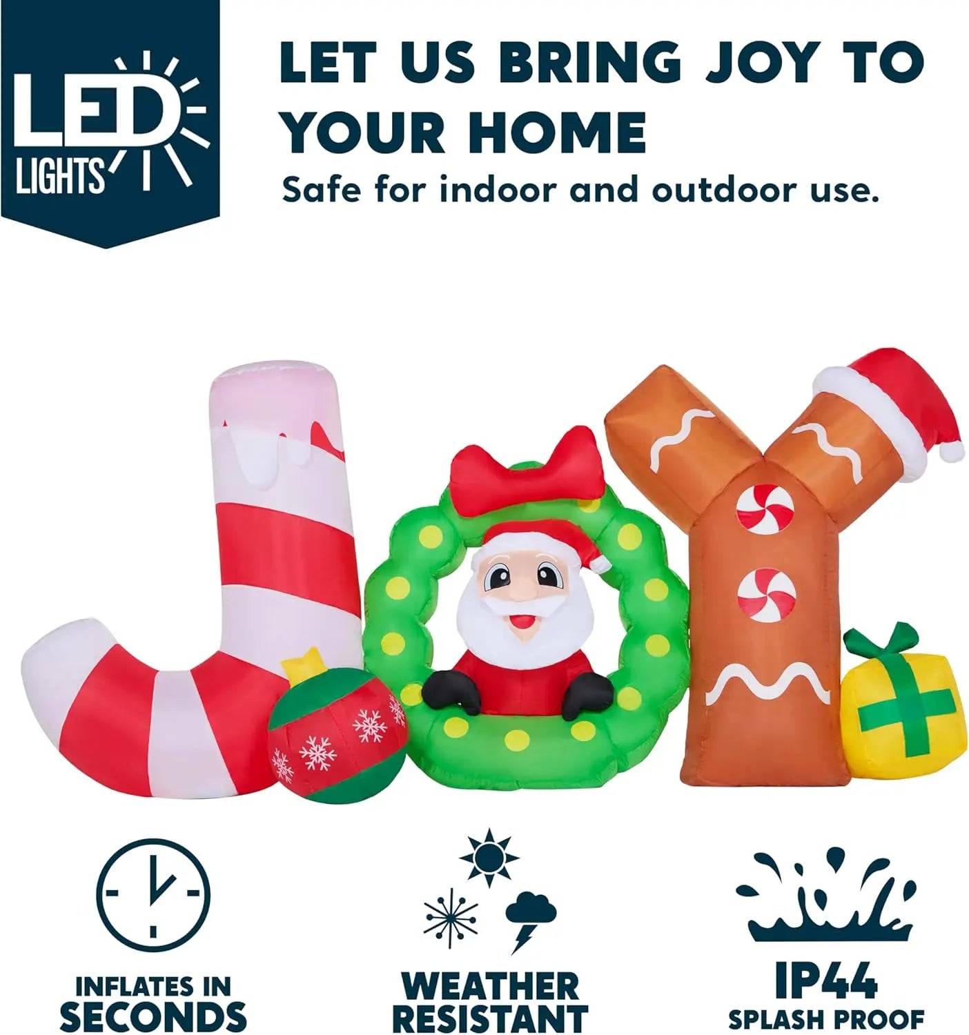 Joyfy Inflatable Santa Christmas Yard Decoration With LEDs