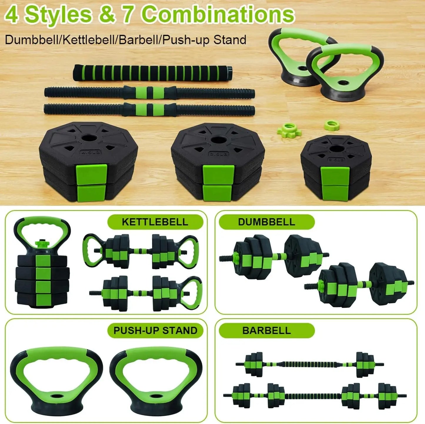 HiMISS 4 in 1 Adjustable Kettlebell and Dumbbell Set