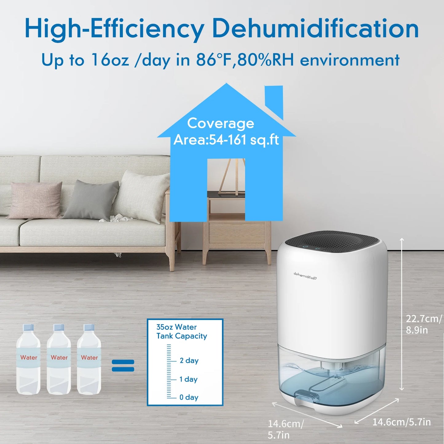 1000ML Air Dehumidifier with Basic Air Filter for Bedroom Home RV 280 sq. ft Mini Dehumidifier Quiet with Auto Shut Off