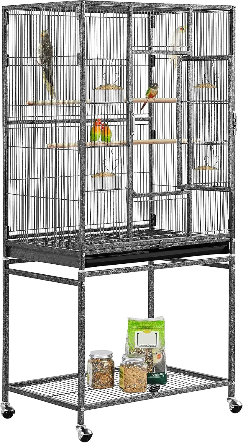 CommercialGradeAllMetal Iron Parrot Cage With Integrated Stand For Multiple Birds