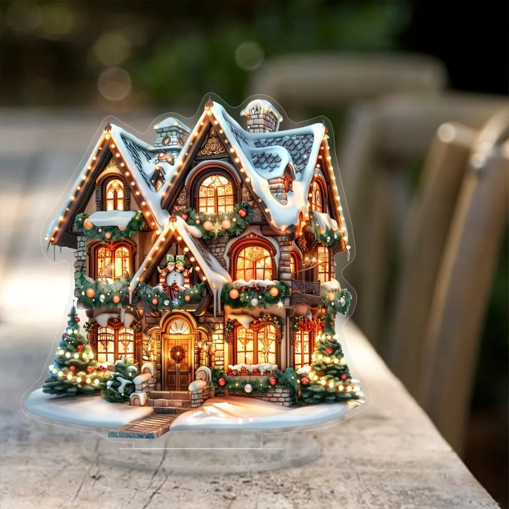 A charming two-dimensional gingerbread house Christmas table ornament: a multi-purpose holiday decoration with a base