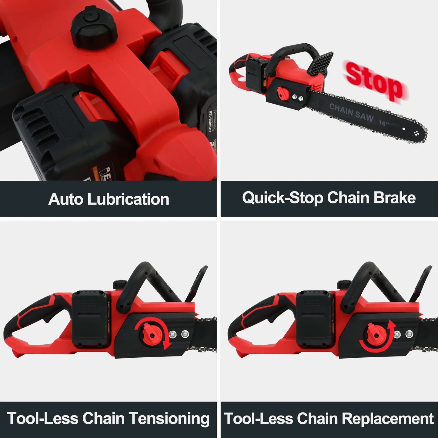 Cordless 42V Brushless Chainsaw With Two Batteries And Chargers 1350W