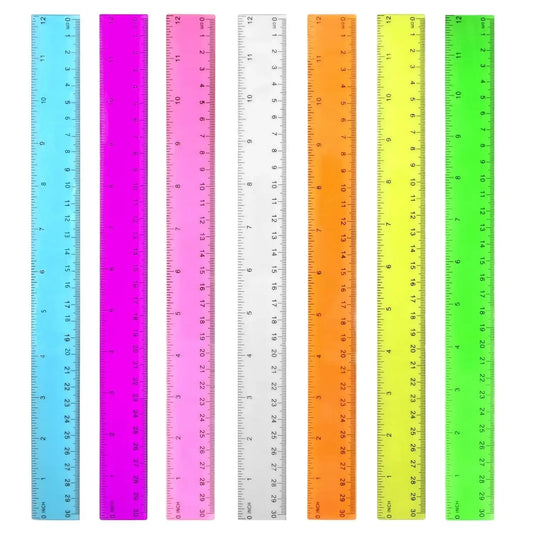 Transparent Plastic Ruler Set For Kids School 7 Pack