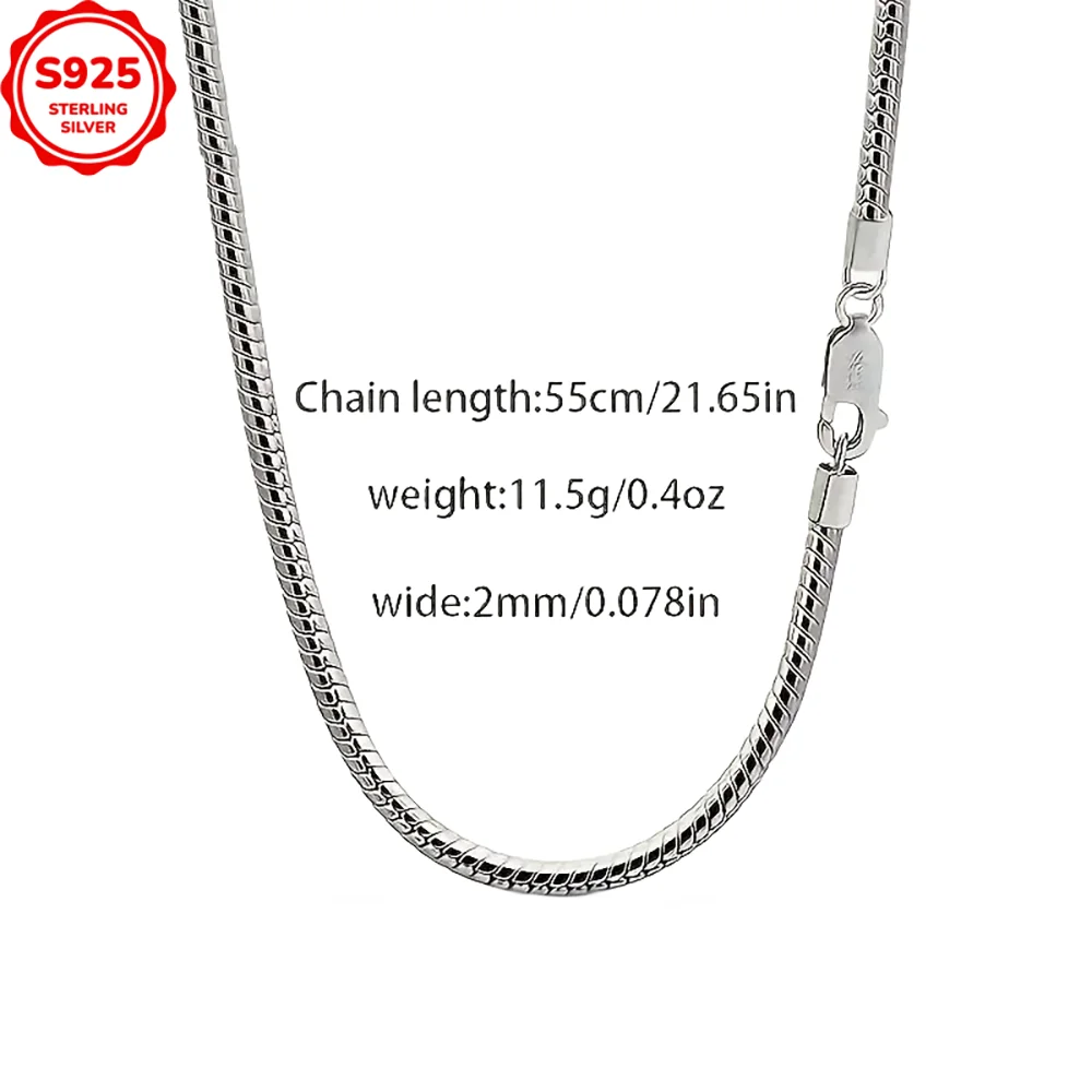 NGTC 925 Sterling Silver Snake Chain Necklace For Men Women