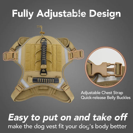 Hign-concerned Tactical Dog Harness No Pull With Handle 1050D Nylon Reflective Service Dog Harness