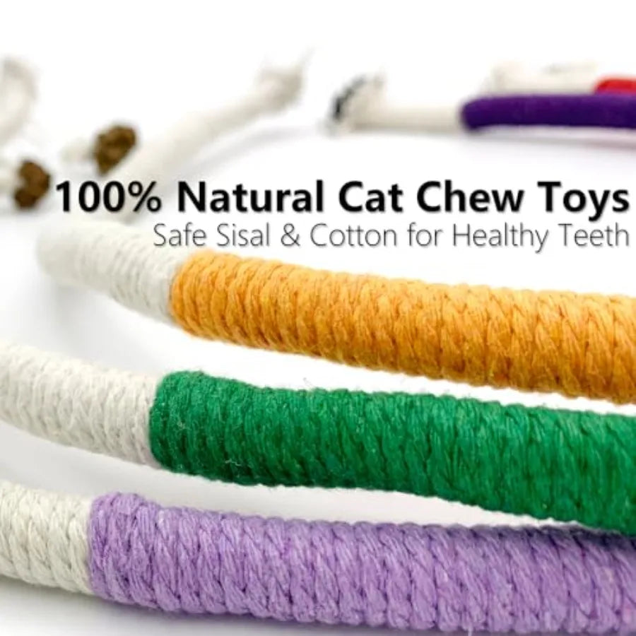 Hignconcerned Cat Chew RopeToys Set NaturalSisal CottonRope WithCatnip IndoorPlay