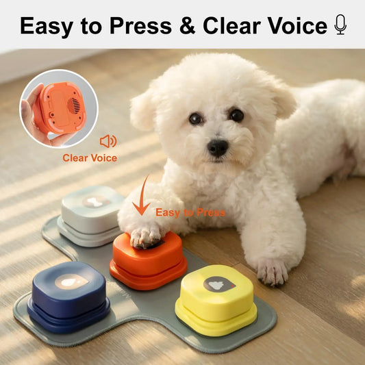 MEWOOFUN Canine Talking Buttons With Rubber Mat Recordable Communication SystemForTraining