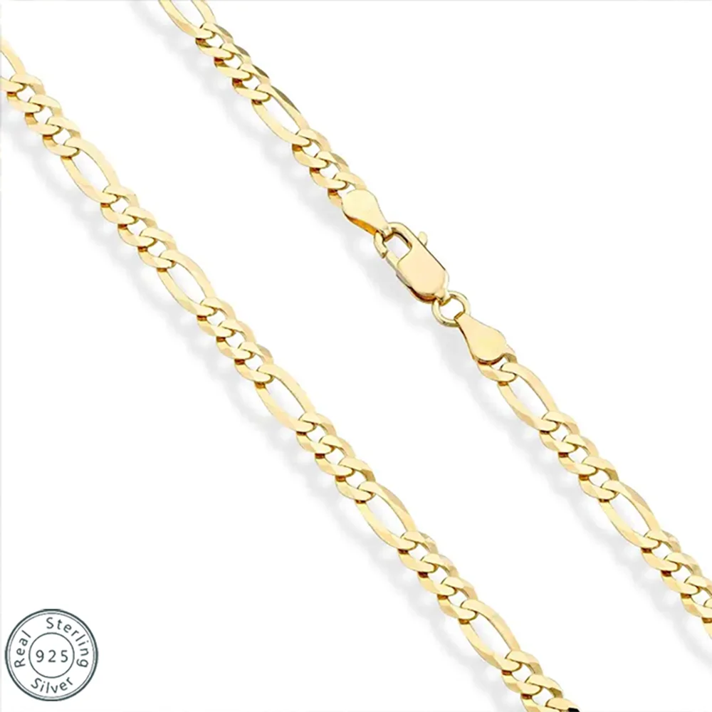 Sterling Silver Figaro Chain Necklace For Men Classic