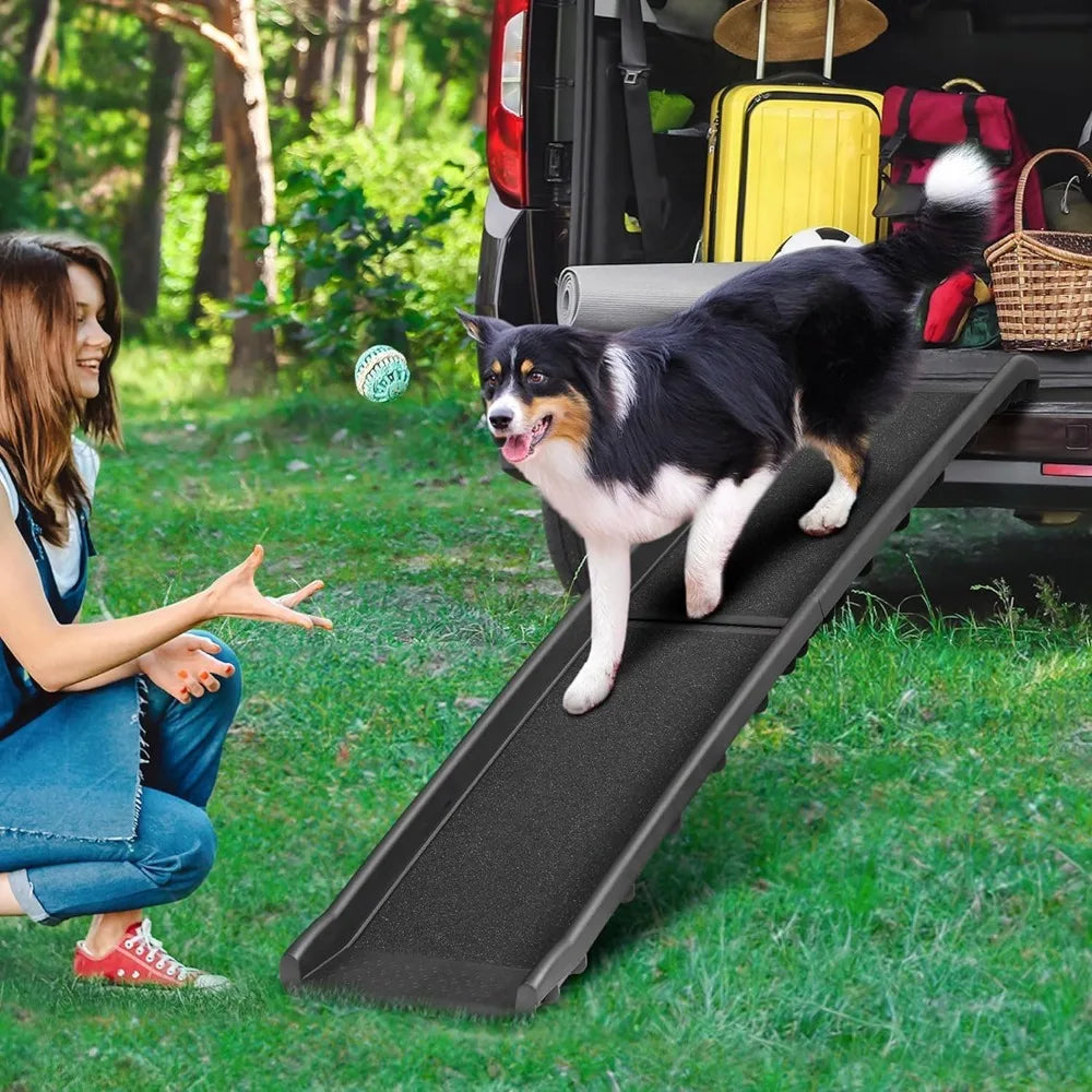 Folding Dog Ramp For Vehicle With Non Slip Raised Rails