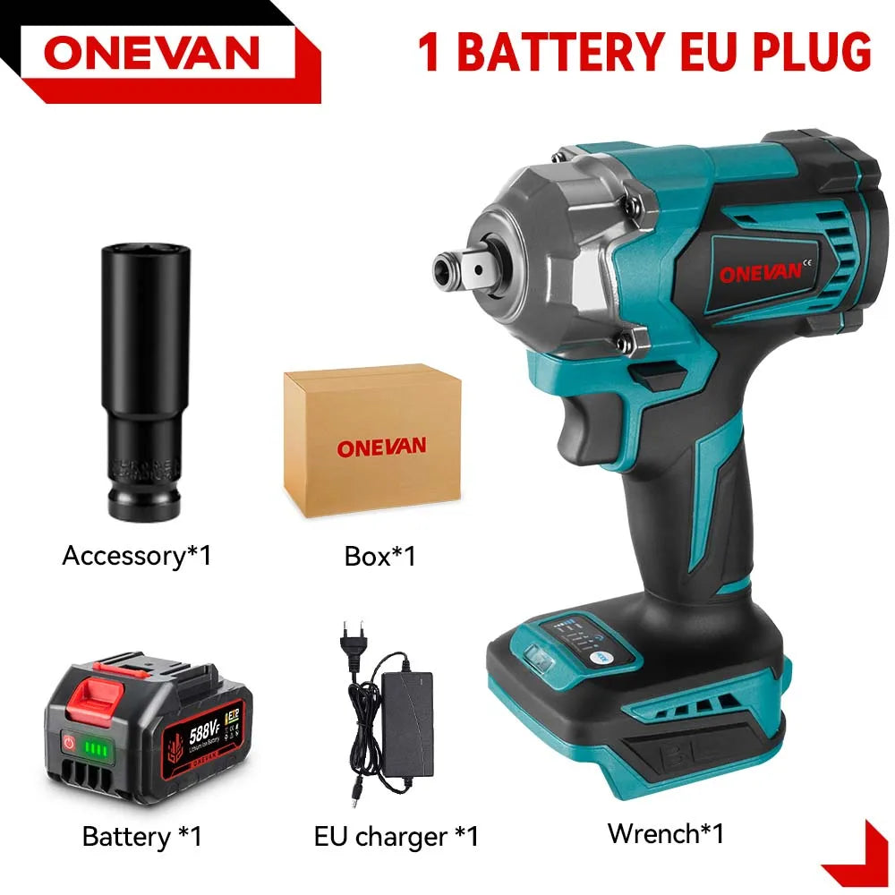 ONEVAN 1200Nm Brushless Cordless Impact Wrench With Makita Battery
