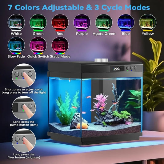 TIFICY Aquarium Starter Kit AQQA Self Cleaning GlassTank MultiStageFiltration Performance