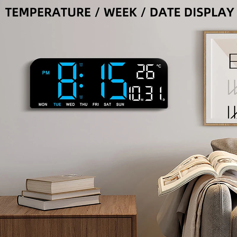 TIMESS Digital Alarm Clock with Large Display, Weekly Temperature & Date Display, Silent USB-Powered Clock for Bedroom, Office,