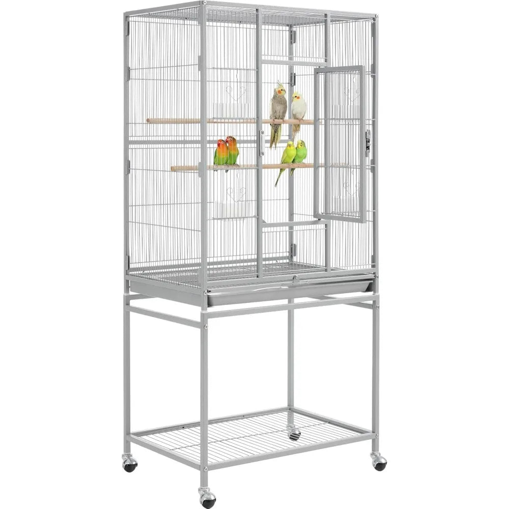 CommercialGradeAllMetal Iron Parrot Cage With Integrated Stand For Multiple Birds