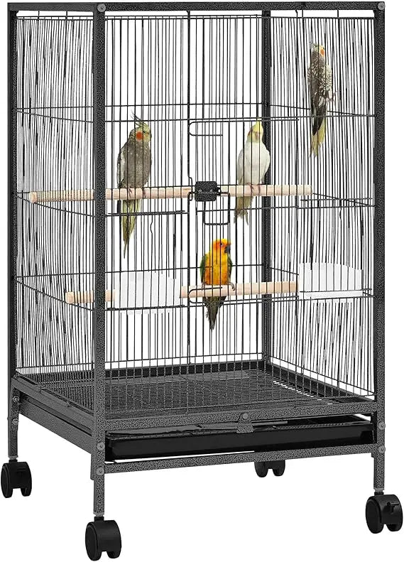 Yaheetech Wrought Iron Bird Cage With Open Top And Rolling Stand For Small Parrots Conures Lovebirds