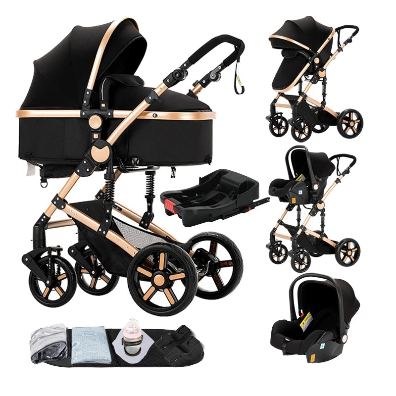 Compact Baby Stroller 4 in 1 with ISOFIX Baby Travel System Multifunctional Baby Pram for Toddlers Buggy Travel Pram Baby Items