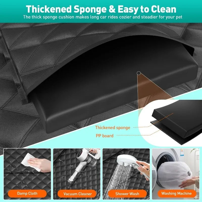 Back Seat Extender for Dogs,Dog Car Seat Cover Hard Bottom for Back Seat, Waterproof Dog Car Hammock for Car Back Seat
