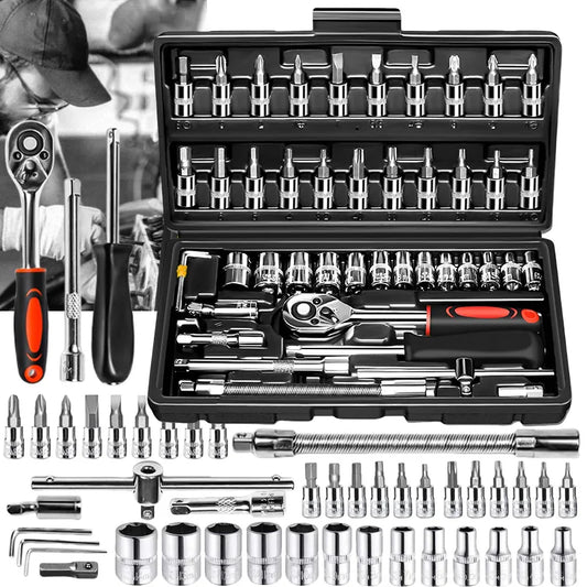 DIY Supplies 46 Piece Socket Set Ratchet Wrench Tool Kit