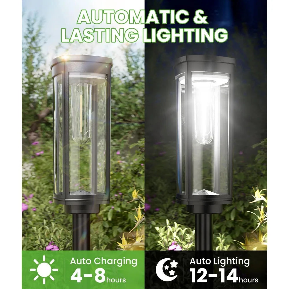 Bright Solar Lights Outdoor 6 Pack, Solar Pathway Lights Waterproof IP65, Auto On/Off Solar Yard Lights, Long Lasting